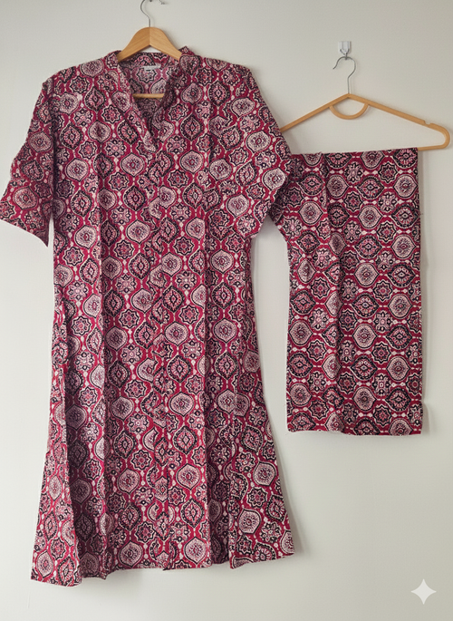 Ajrakh A line Coord Set Cotton